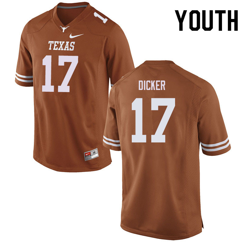 Youth #17 Cameron Dicker Texas Longhorns College Football Jerseys Sale-Orange